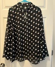 Ashley Stewart Polka Dot Sheer Bell Sleeve Blouse sz 14/16