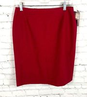 Classiques Entier Dark Red Pencil Skirt Size 8 Wool/Lycra NWT orig $118