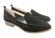 Vince Canute black suede perforated pointed toe slip on loafers stacked flats