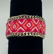 Crocheted Braided Gold Tone Metal Bracelet