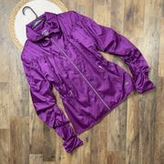 ASICS Studio Fit Sana Ruched Jacket Womens Large Full Zip Purple Activewear