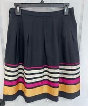 J. McLaughlin Black A Line Pink Yellow White Ribbon Skirt Women’s Size 8