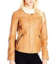 🎉HP 🎉🆕Lucky Brand camel leather bomber jacket NWT XS