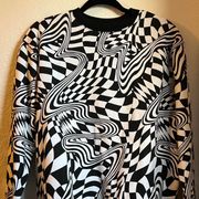Black White Checkered Pullover Sweater