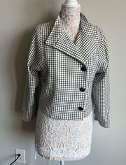 Cabi Windowpane Plaid Blazer Moto Jacket​