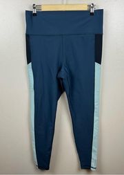 ThirdLove Kinetic Performance Pocket Leggings Size XL Blue Colorblock Athletic