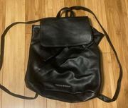 Victoria’s Secret Faux Leather Backpack Magnetic Snap Drawstring Closure Black