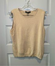 August Silk Tan/Beige Knit Scoop Neck Sleeveless Top size XL