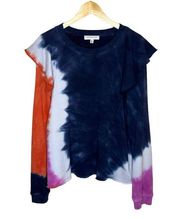 Something Navy Maegan Tie Dye Ruffle Cotton Sweatshirt Size XL