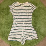 American Eagle  Green And White Striped Romper