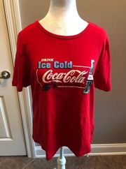 Coca Cola Brand Women’s Round Neck Tee Red “Drink Ice Cold Coca Cola 5¢” VTG