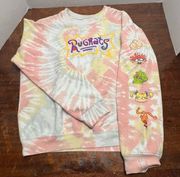 Rugrats Pullover Tie Dye Sweatshirt. Characters On L Sleeve. Medium