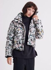 Superdry NWT Jacquard Puffer Jacket Coat Womens Size 10 Multicolor Camouflage