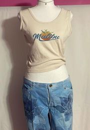 Malibu logo Sleeveless Cropped Tank Top