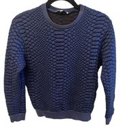 Sandro Tac Python Textured Navy Crew Neck Long Sleeve Pullover Sweater Size 1