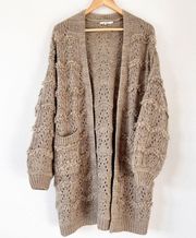 Revolve Tularosa Tan Dandelion Slouchy Wool Blend Thick Knit Open Cardigan