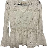 Luna moon bohemian Gypsy white
lace flower floral top size small