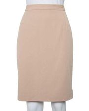 NWT Max Mara Beige Blush Wool Knee Length Pencil Skirt Size 6 Luxury Designer