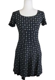 Dress 2 Vtg Navy Blue Print Mini Shift Lined Womens 80s 90s