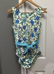 Lands End Floral Preppy Swimsuit Size 12