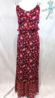 Westport red double strap boho floral maxi dress size large