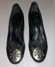 Tory Burch black wedge shoes sz 7.5