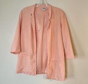 Vero Moda Linen 3/4 Sleeve Boyfriend Open Blazer Peach Sz 36