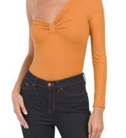 Lush one shoulder long sleeve orange bodysuit size S NWT