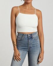 white Cropped The Square Neck cami top with spaghetti straps