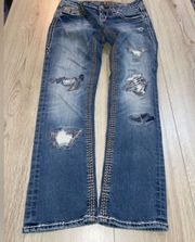 Rock revival Heidi capri cropped crop blue jeans denim