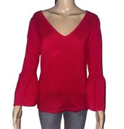 New York & Company 7th Avenue Red Bell Sleeve Sweater 