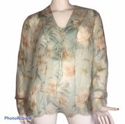 Sunny Leigh floral silk lace up blouse