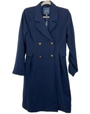 NWT Modcloth Along for the Ride Navy Blue Crepe Coat Size MEDIUM