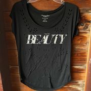 American Eagle AEO Black American Beauty Laser Cut Tee