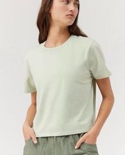 NWT Outdoor Voices Everyday Short Sleeve Shirt Slit Green Relaxed Crop