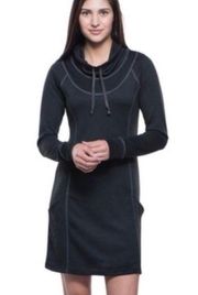 Kuhl Lea Knit Pullover Cowl Neck Mini Dress in Black Size Medium