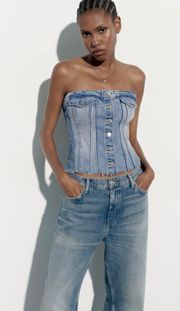 ZARA Corset Style Denim Top