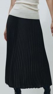 Black Pleated Midi Skirt