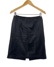 Lambskin Leather Mini Skirt Back Hem Slit Back Zipper Close Lined Black Womens 4