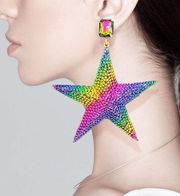 NWT Jennifer rainbow crystal star earrings with mystic top