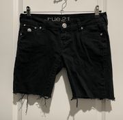 black ripped frayed bermuda Shorts