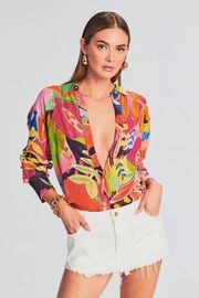 Rococo Sand Plum Shirt in Mix Fruit Medium Womens Button Down Blouse Top