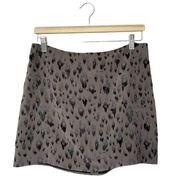 Rebecca Taylor Leopard Silk Tan Black Beaded Mini Size 10