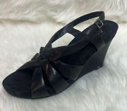 Aerosoles Black Wedge Heel Sandal size 8 B6