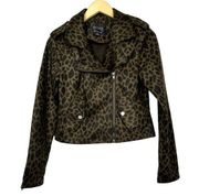 Sanctuary Crafted & Tailored Brown Leopard Moto Style Jacket NWOT Size XXS