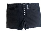 Deep Black Vintage 5-Inch High Rise Button Fly Stretch Denim Shorts