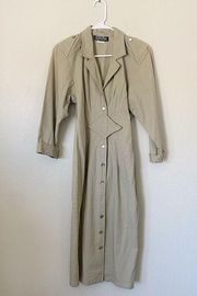 Vintage All That Jazz Khaki Trench Utility Boho Western Dress Jacket Size 5