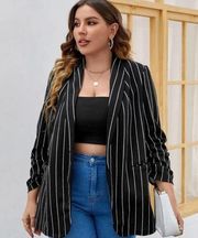 New Look Black Pinstripe Casual Blazer Size XL