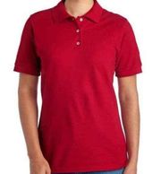 New Lands Ends Womens Active Red Pique Polo Blouse Small