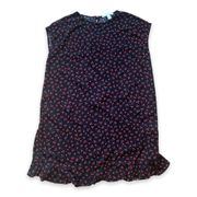 Popsugar Dress Black Mini Cherry Fruit Print Ruffle Hem Cap Sleeves Open Back